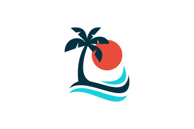 ocean island vector template logo design