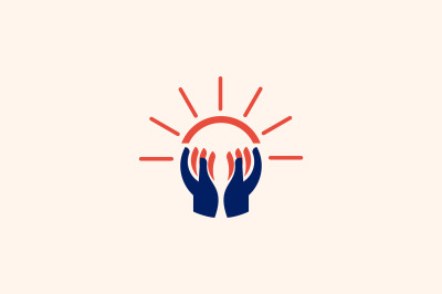 sun and hands vector template logo design