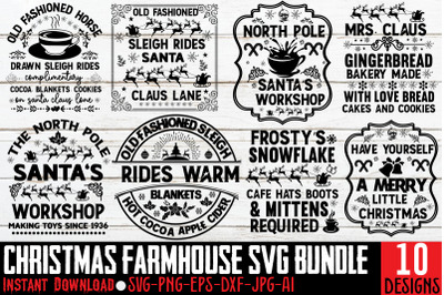 Christmas Farmhouse SVG Bundle,Christmas SVG Mega Bundle , 10 Christm
