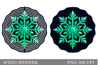 Snowflake Spinner Sublimation. Green Snowflake Wind Spinner