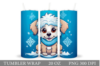 Cute Dog Tumbler Sublimation. Winter Dog Tumbler Wrap