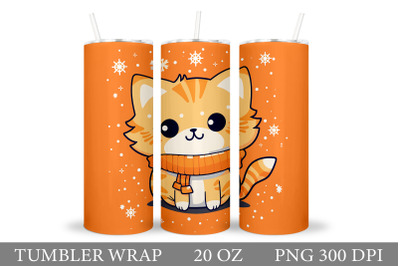 Cute Cat Tumbler Sublimation. Winter Cat Tumbler Wrap