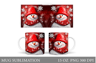 Snowman Mug Wrap Design. Christmas Mug Sublimation