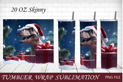 Christmas dinosaur tumbler wrap sublimation