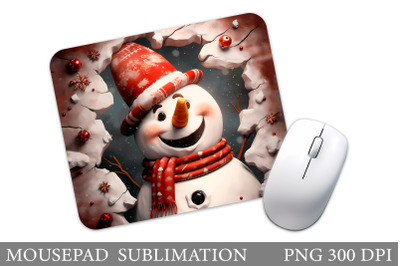 Snowman Mouse Pad Design. Christmas Mouse Pad Sublimation
