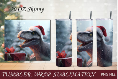 Funny christmas tumbler wrap with dinosaur, 20 oz
