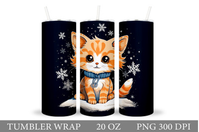 Winter Cat Tumbler Wrap. Cute Cat Tumbler Sublimation