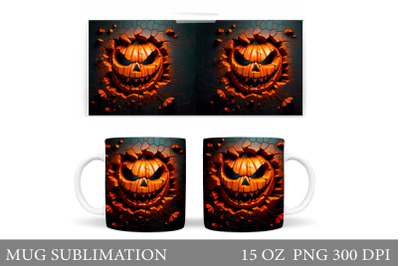 Scary Pumpkin Mug Design. Halloween Pumpkin Mug Sublimation