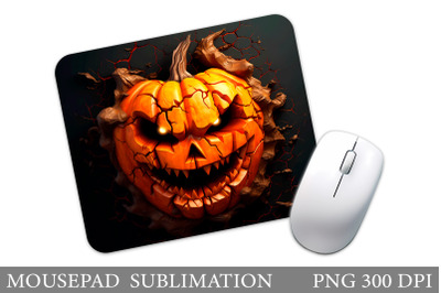 Scary Pumpkin Mouse Pad. Halloween Pumpkin Mouse Pad