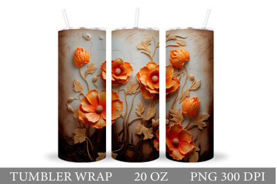 3D Flowers Tumbler Sublimation. Flowers Plaster Tumbler Wrap