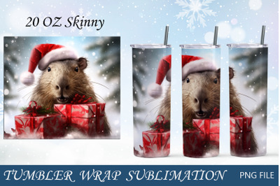 Christmas capybara tumbler wrap, Funny christmas png