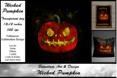 Wicked Pumpkin Halloween Sublimation Clipart