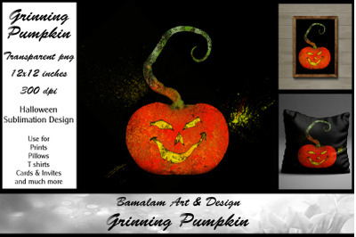 Grinning Pumpkin Halloween Sublimation Clipart