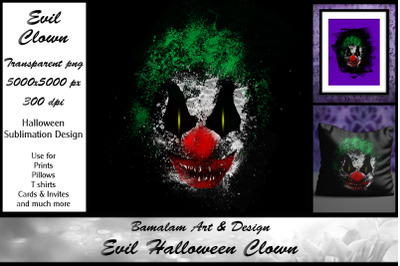 Scary Clown Halloween Sublimation Clipart