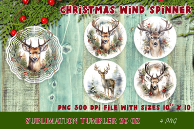 Winter deer&2C; Reindeer Christmas Wind Spinner Sublimation