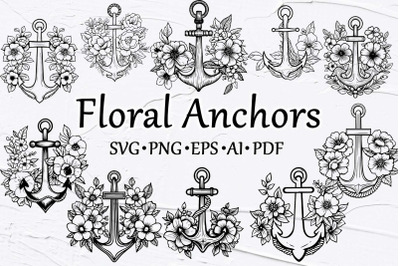 Floral Anchors SVG Clipart