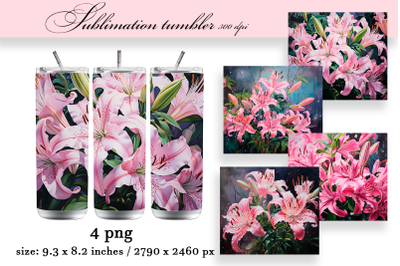 Lily tumbler sublimation designs, LIly sublimation