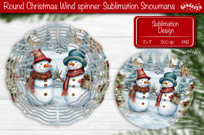 Christmas wind spinner Sublimation Christmas round design PNG Snowman