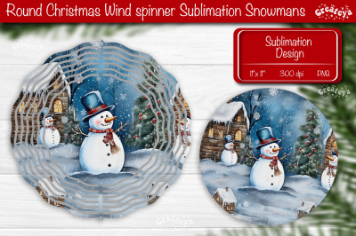 Christmas wind spinner Sublimation Christmas round design PNG Snowman