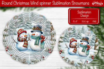 Christmas wind spinner Sublimation Christmas round design PNG Snowman