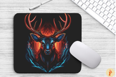 Glowing Deer With Flame Mouse Pad