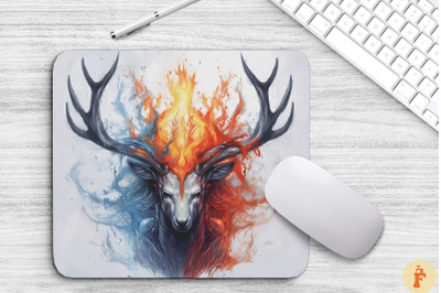 Deer With Fire And Ice Antlers Mouse Pad