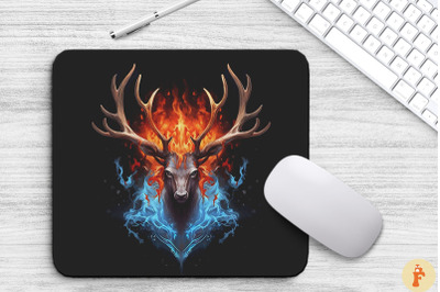 Deer With Fire And Ice Antlers Mouse Pad