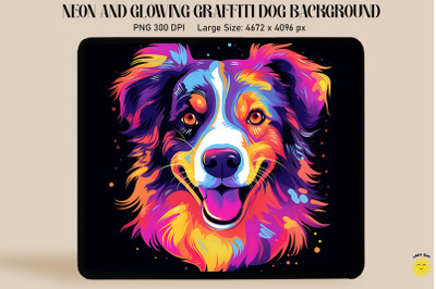 Neon Graffiti Of Australian Shepherd