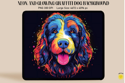 Neon Graffiti Of Bernedoodle Dog