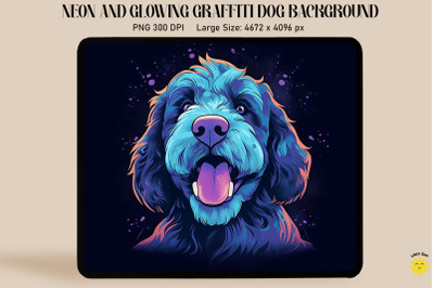 Neon Graffiti Of Bernedoodle Dog