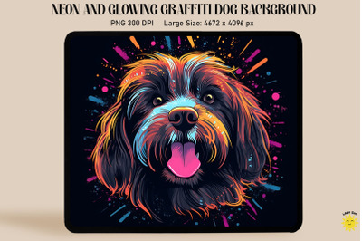 Neon Graffiti Of Brown Havanese Dog