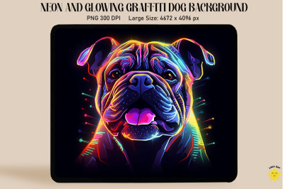 Neon Graffiti Of Bulldog