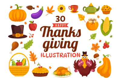 30 Happy Thanksgiving Day Illustration