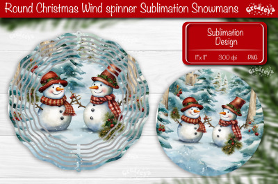 Christmas wind spinner Sublimation Christmas round design PNG Snowman