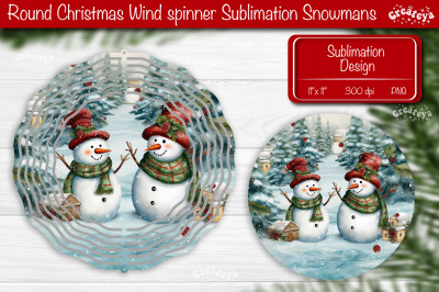 Christmas wind spinner Sublimation Christmas round design PNG Snowman