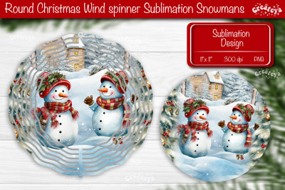 Christmas wind spinner Sublimation Christmas round design PNG Snowman