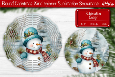 Christmas wind spinner Sublimation Christmas round design PNG Snowman