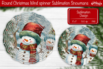 Christmas wind spinner Sublimation Christmas round design PNG Snowman