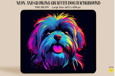 Neon Graffiti Of Lhasa Apso Dog