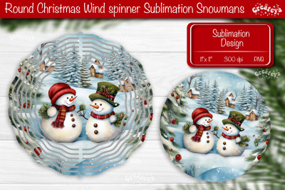 Christmas wind spinner Sublimation Christmas decor PNG Snowman