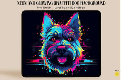 Neon Graffiti Of Scottish Terrier Dog