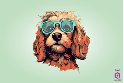 Retro Risograph Dog Clipart PNG