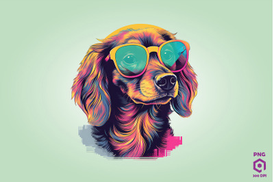 Retro Risograph Dog Clipart PNG