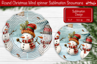 Christmas wind spinner Sublimation Christmas decor PNG Snowman