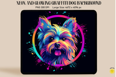 Neon Graffiti Of Yorkshire Terrier Dog