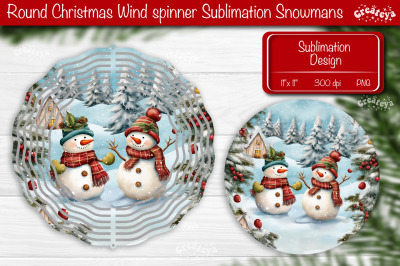Christmas wind spinner Sublimation Christmas decor PNG Snowman