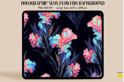 Holographic Neon Gladiolus Flowers