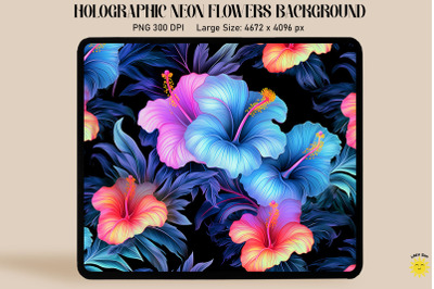 Holographic Neon Hibiscus Flowers