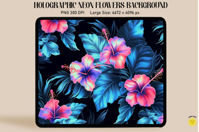 Holographic Neon Hibiscus Flowers