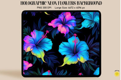 Holographic Neon Hibiscus Flowers